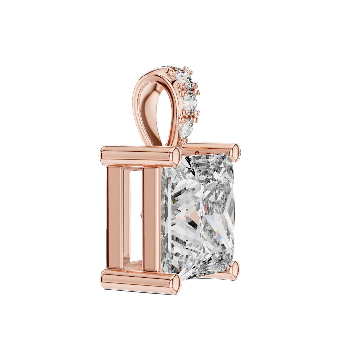 0.043 CT Lab Grown Diamond Square Cut Pendant Necklace for Women | VVS-VS EF CVD | 18KT, 14KT, 10KT Gold & 925 Silver | Rose, Yellow, White Gold Options