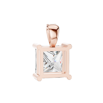 0.043 CT Lab Grown Diamond Square Cut Pendant Necklace for Women | VVS-VS EF CVD | 18KT, 14KT, 10KT Gold & 925 Silver | Rose, Yellow, White Gold Options