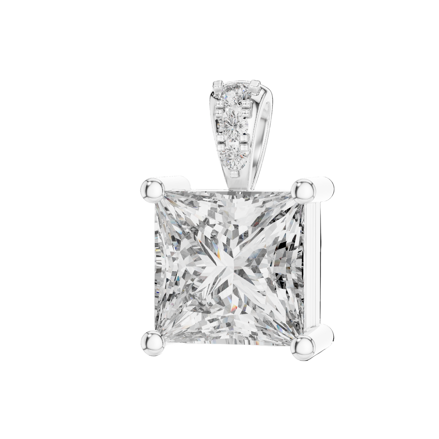 0.043 CT Lab Grown Diamond Square Cut Pendant Necklace for Women | VVS-VS EF CVD | 18KT, 14KT, 10KT Gold & 925 Silver | Rose, Yellow, White Gold Options