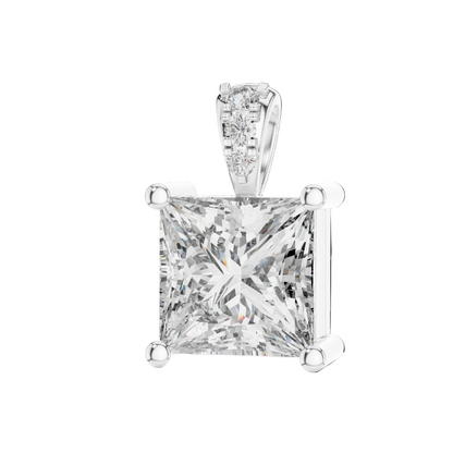 0.043 CT Lab Grown Diamond Square Cut Pendant Necklace for Women | VVS-VS EF CVD | 18KT, 14KT, 10KT Gold & 925 Silver | Rose, Yellow, White Gold Options