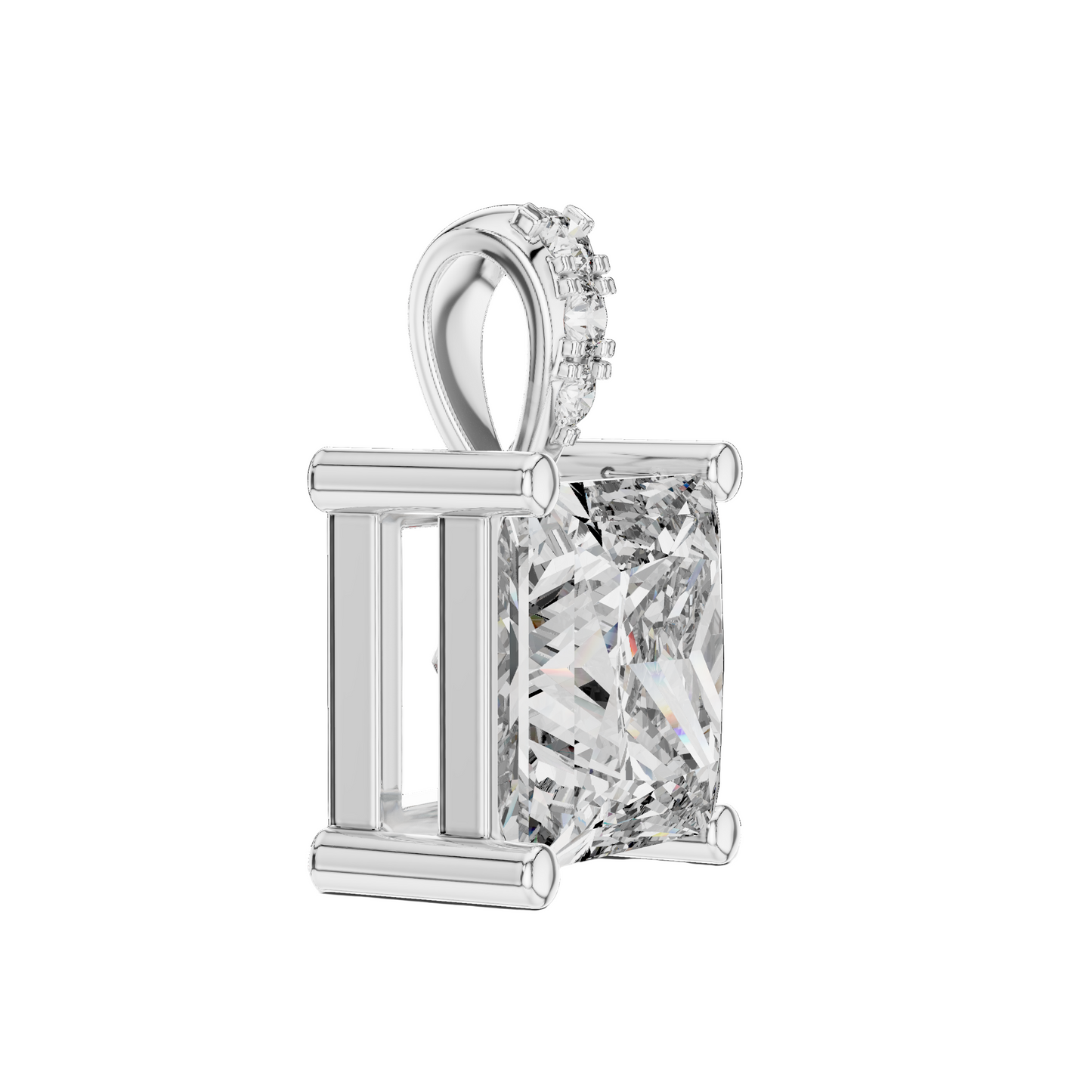 0.043 CT Lab Grown Diamond Square Cut Pendant Necklace for Women | VVS-VS EF CVD | 18KT, 14KT, 10KT Gold & 925 Silver | Rose, Yellow, White Gold Options