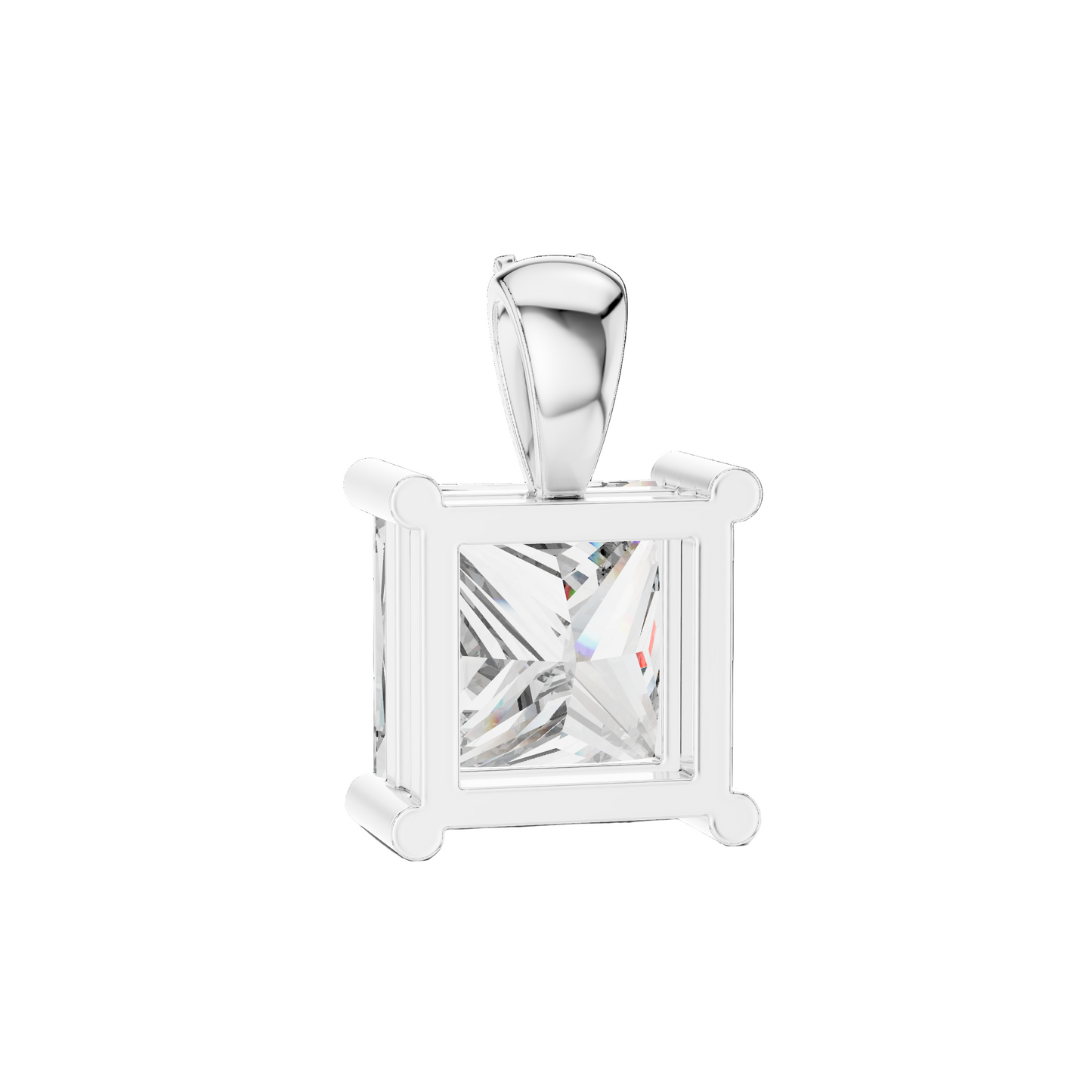 0.043 CT Lab Grown Diamond Square Cut Pendant Necklace for Women | VVS-VS EF CVD | 18KT, 14KT, 10KT Gold & 925 Silver | Rose, Yellow, White Gold Options