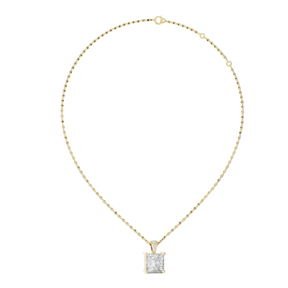 0.043 CT Lab Grown Diamond Square Cut Pendant Necklace for Women | VVS-VS EF CVD | 18KT, 14KT, 10KT Gold & 925 Silver | Rose, Yellow, White Gold Options