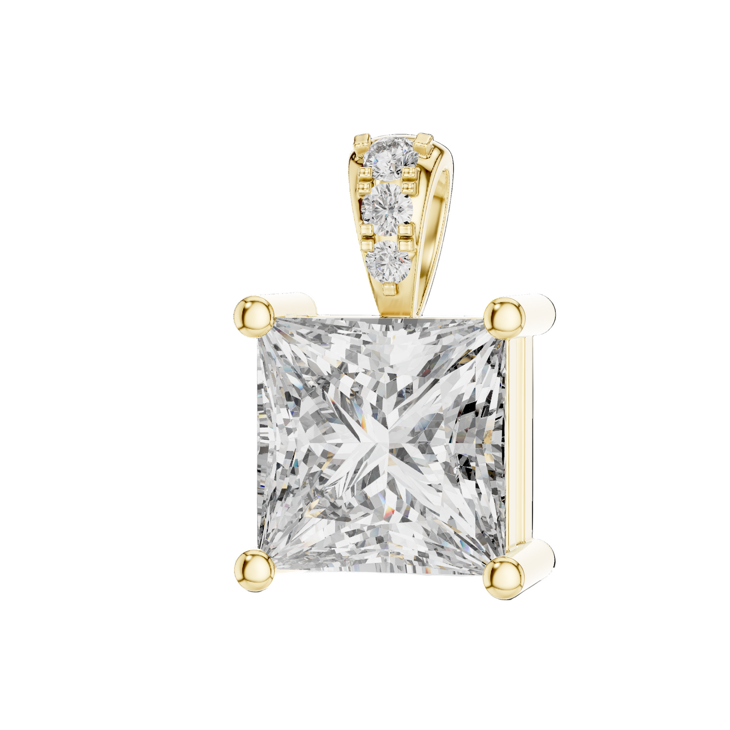 0.043 CT Lab Grown Diamond Square Cut Pendant Necklace for Women | VVS-VS EF CVD | 18KT, 14KT, 10KT Gold & 925 Silver | Rose, Yellow, White Gold Options