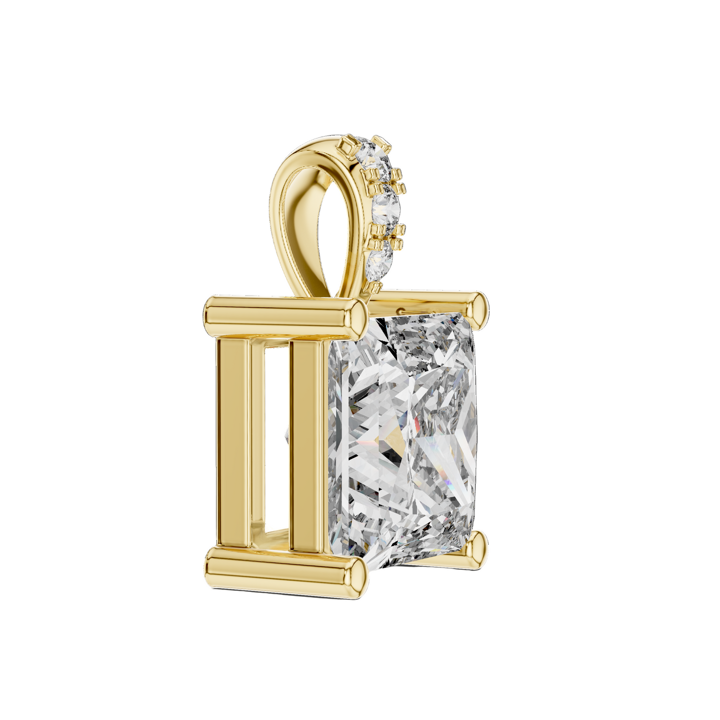 0.043 CT Lab Grown Diamond Square Cut Pendant Necklace for Women | VVS-VS EF CVD | 18KT, 14KT, 10KT Gold & 925 Silver | Rose, Yellow, White Gold Options