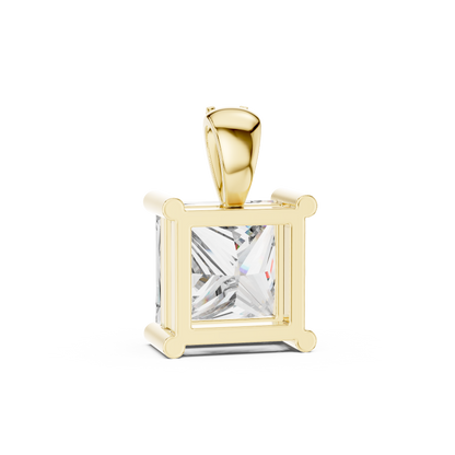 0.043 CT Lab Grown Diamond Square Cut Pendant Necklace for Women | VVS-VS EF CVD | 18KT, 14KT, 10KT Gold & 925 Silver | Rose, Yellow, White Gold Options