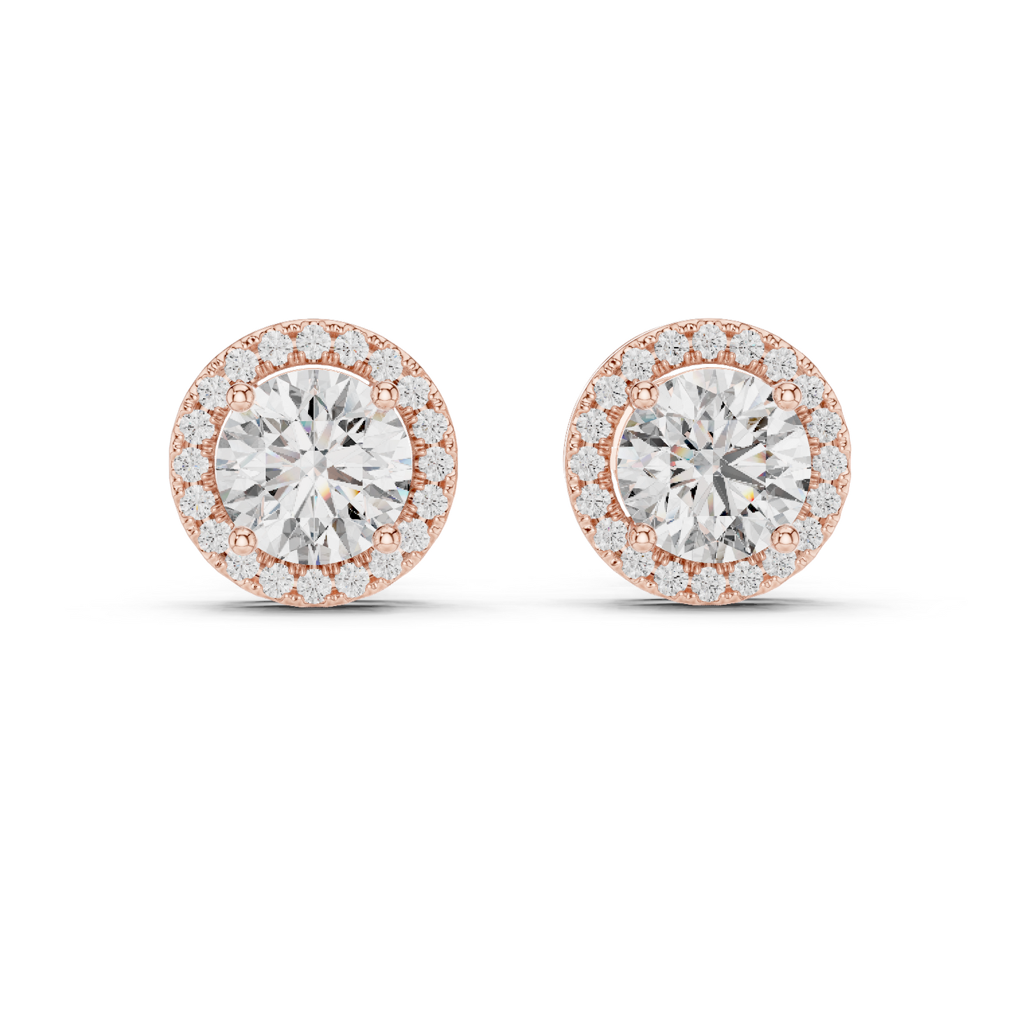 2.9 CT Lab-Grown VVS-VS EF Diamonds in Halo Design Earrings | Available in 18KT, 14KT, 10KT Gold & 925 Silver | Rose, Yellow, White Gold & Moissanite Options
