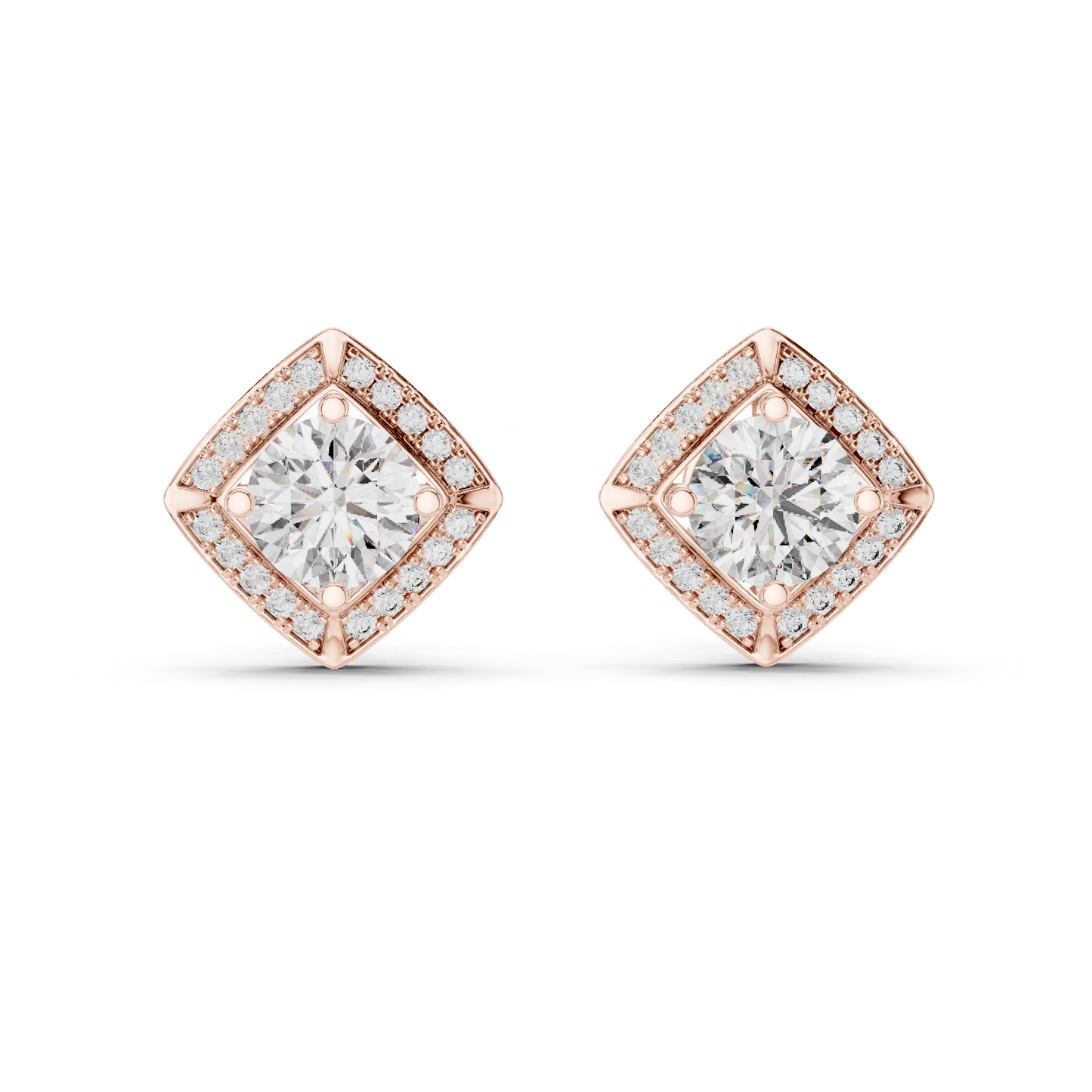 2.98 CT Lab-Grown VVS-VS EF CVD Diamond Earrings | Halo Design | 18KT, 14KT, 10KT Gold & 925 Silver | Rose, Yellow, White Gold & Moissanite Options