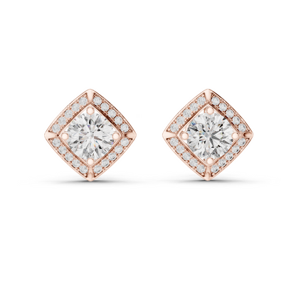 2.98 CT Lab-Grown VVS-VS EF CVD Diamond Earrings | Halo Design | 18KT, 14KT, 10KT Gold & 925 Silver | Rose, Yellow, White Gold & Moissanite Options