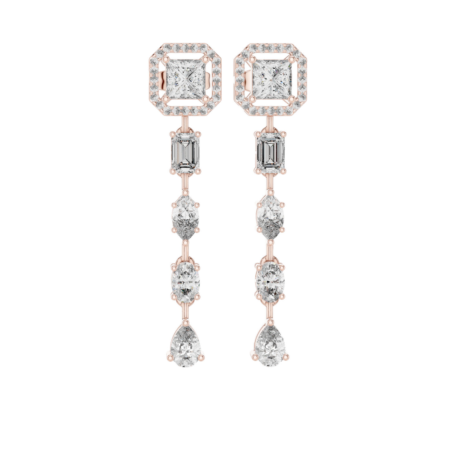 2.812 CT Lab-Created CVD Diamond Drop Earrings | VVS-VS Clarity | 18KT, 14KT, 10KT Gold & 925 Silver | Rose, Yellow, White Gold | Luxury Fine Jewelry