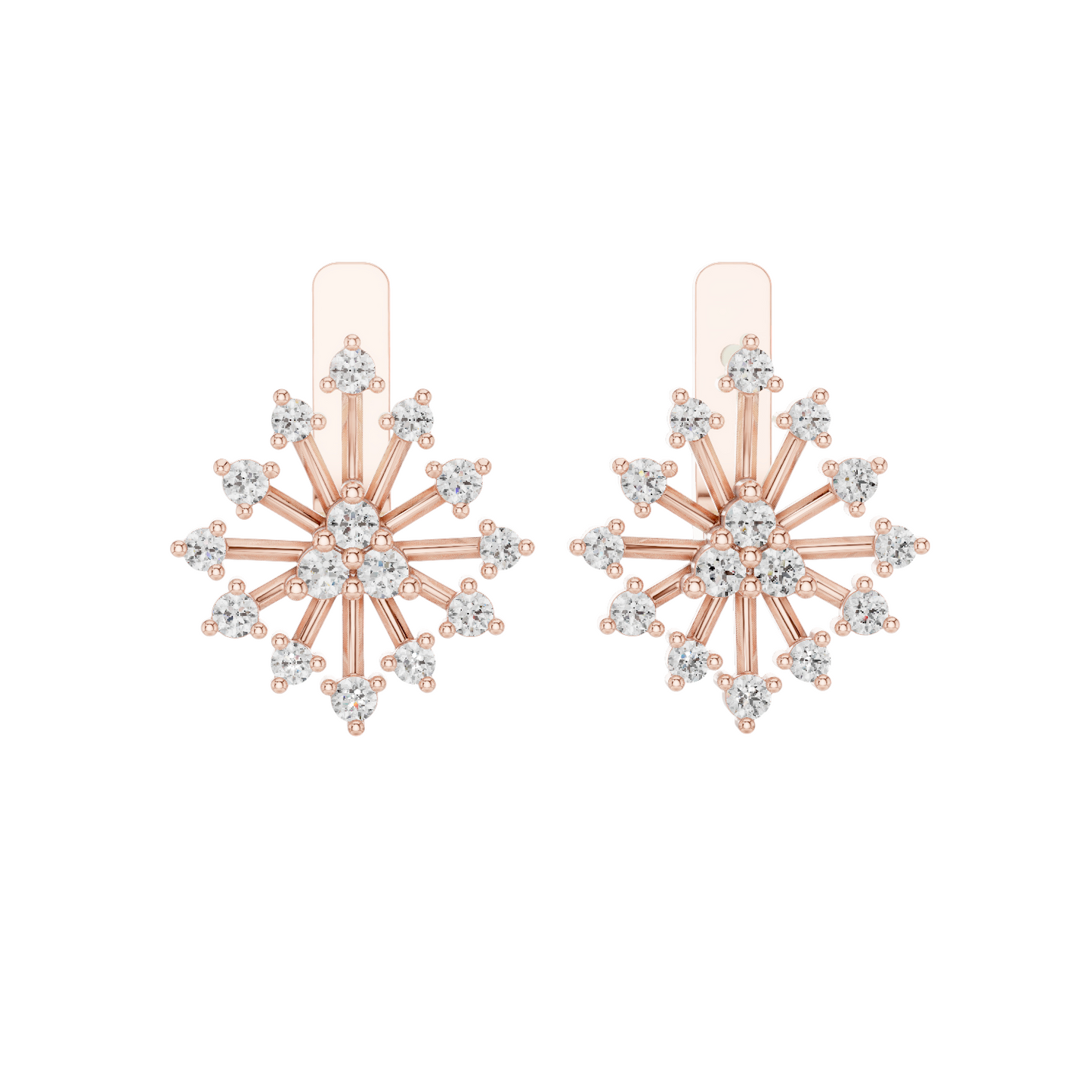 0.546 CT Lab Diamond Snowflake Earrings | Round Brilliant Cut | 18KT, 14KT, 10KT Gold & 925 Silver | Rose, Yellow, White Gold | Luxury Fine Jewelry