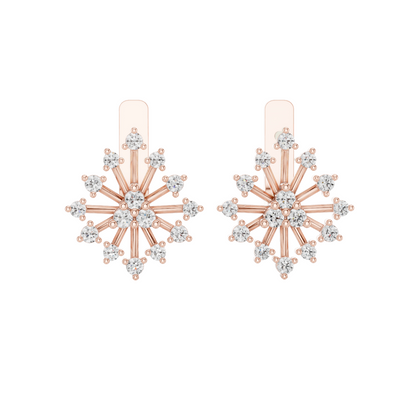0.546 CT Lab Diamond Snowflake Earrings | Round Brilliant Cut | 18KT, 14KT, 10KT Gold & 925 Silver | Rose, Yellow, White Gold | Luxury Fine Jewelry