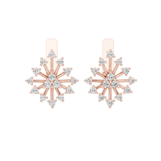 0.546 CT Lab Diamond Snowflake Earrings | Round Brilliant Cut | 18KT, 14KT, 10KT Gold & 925 Silver | Rose, Yellow, White Gold | Luxury Fine Jewelry