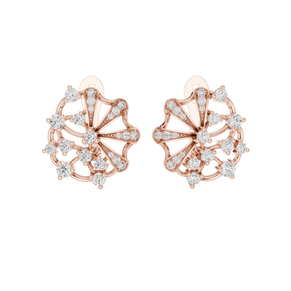 0.774 CT Lab-Grown Diamond Fan Earrings | Round Brilliant Cut | 10KT, 14KT, 18KT Gold & 925 Silver | Rose, Yellow, White Gold | Luxury Fine Jewelry
