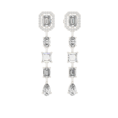 3.098 CT Lab Diamond Drop Earrings | Emerald, Oval, Square, and Pear Shaped Cuts | 18KT, 14KT, 10KT Gold & 925 Silver | Rose, Yellow, White Gold | Luxury Fine Jewelry