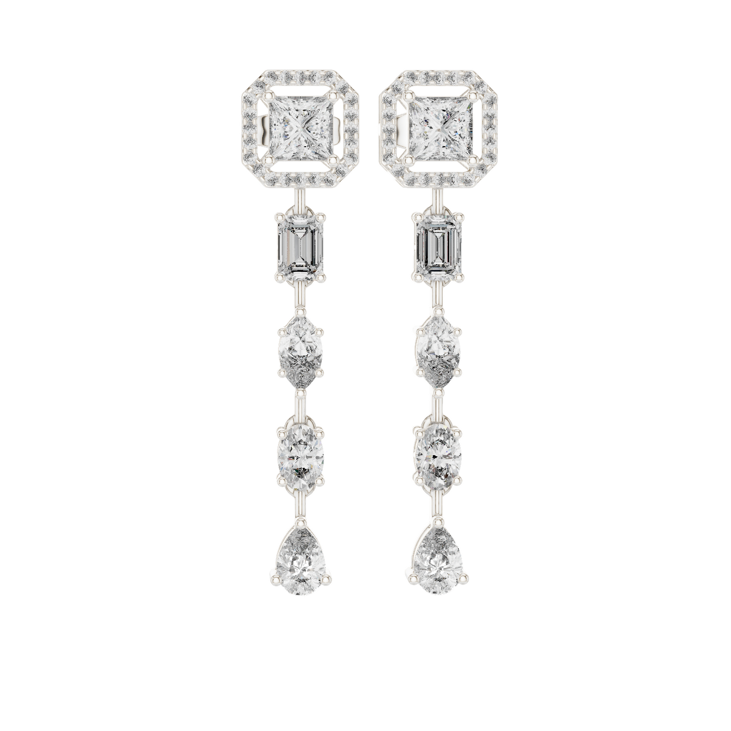 2.812 CT Lab-Created CVD Diamond Drop Earrings | VVS-VS Clarity | 18KT, 14KT, 10KT Gold & 925 Silver | Rose, Yellow, White Gold | Luxury Fine Jewelry