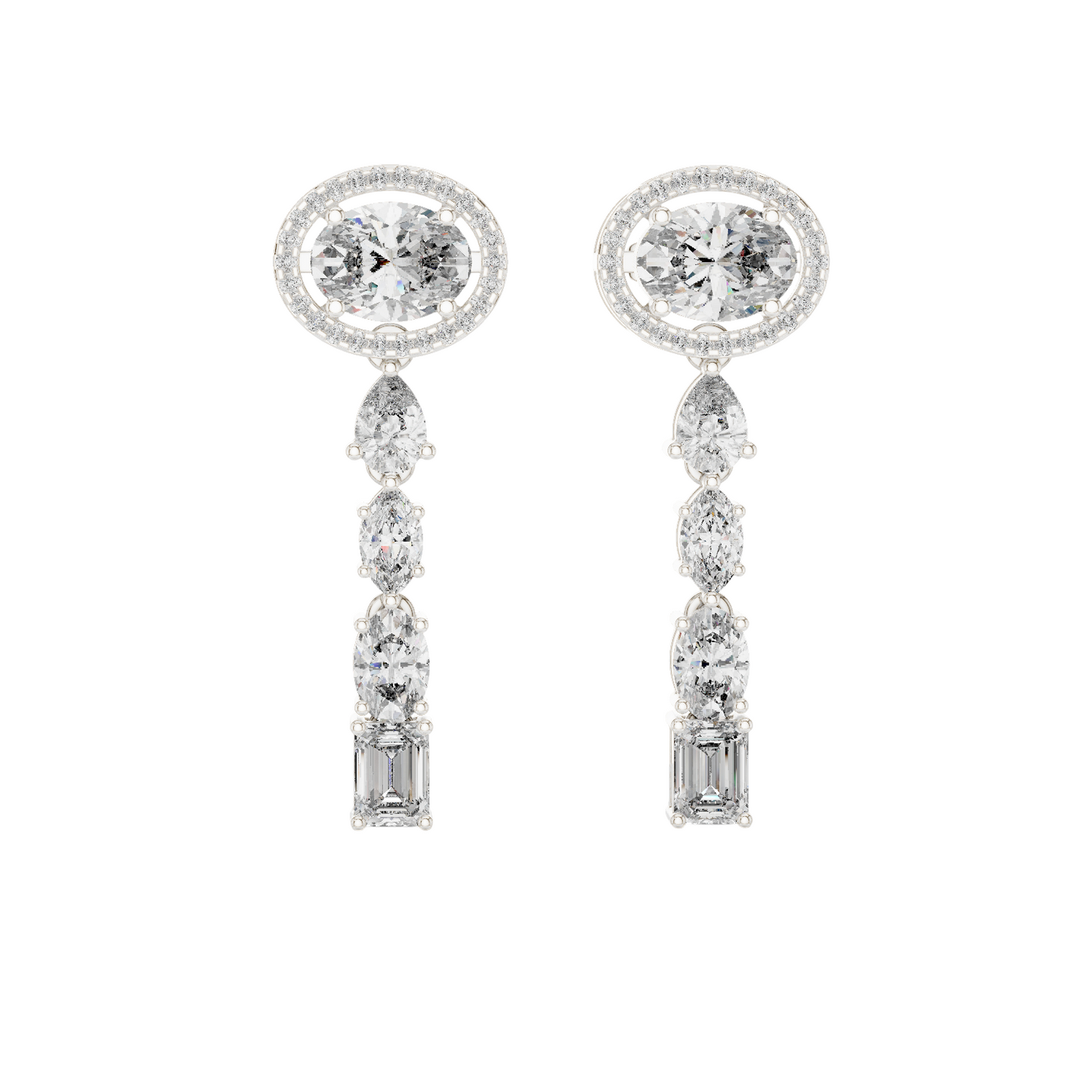 3.338 CT Lab-Created Diamond Drop Earrings | Oval, Pear & Emerald Cut | 18KT, 14KT, 10KT Gold & 925 Silver | Rose, Yellow, White Gold | Luxury Fine Jewelry
