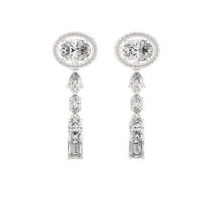 3.338 CT Lab-Created Diamond Drop Earrings | Oval, Pear & Emerald Cut | 18KT, 14KT, 10KT Gold & 925 Silver | Rose, Yellow, White Gold | Luxury Fine Jewelry