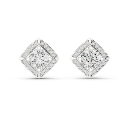 2.98 CT Lab-Grown VVS-VS EF CVD Diamond Earrings | Halo Design | 18KT, 14KT, 10KT Gold & 925 Silver | Rose, Yellow, White Gold & Moissanite Options