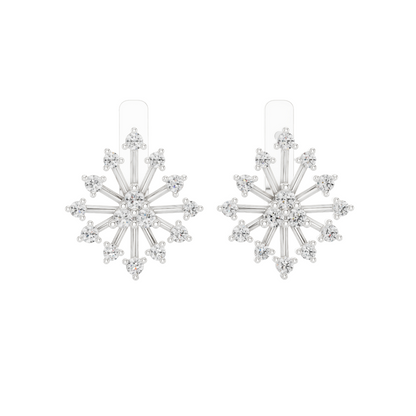 0.546 CT Lab Diamond Snowflake Earrings | Round Brilliant Cut | 18KT, 14KT, 10KT Gold & 925 Silver | Rose, Yellow, White Gold | Luxury Fine Jewelry