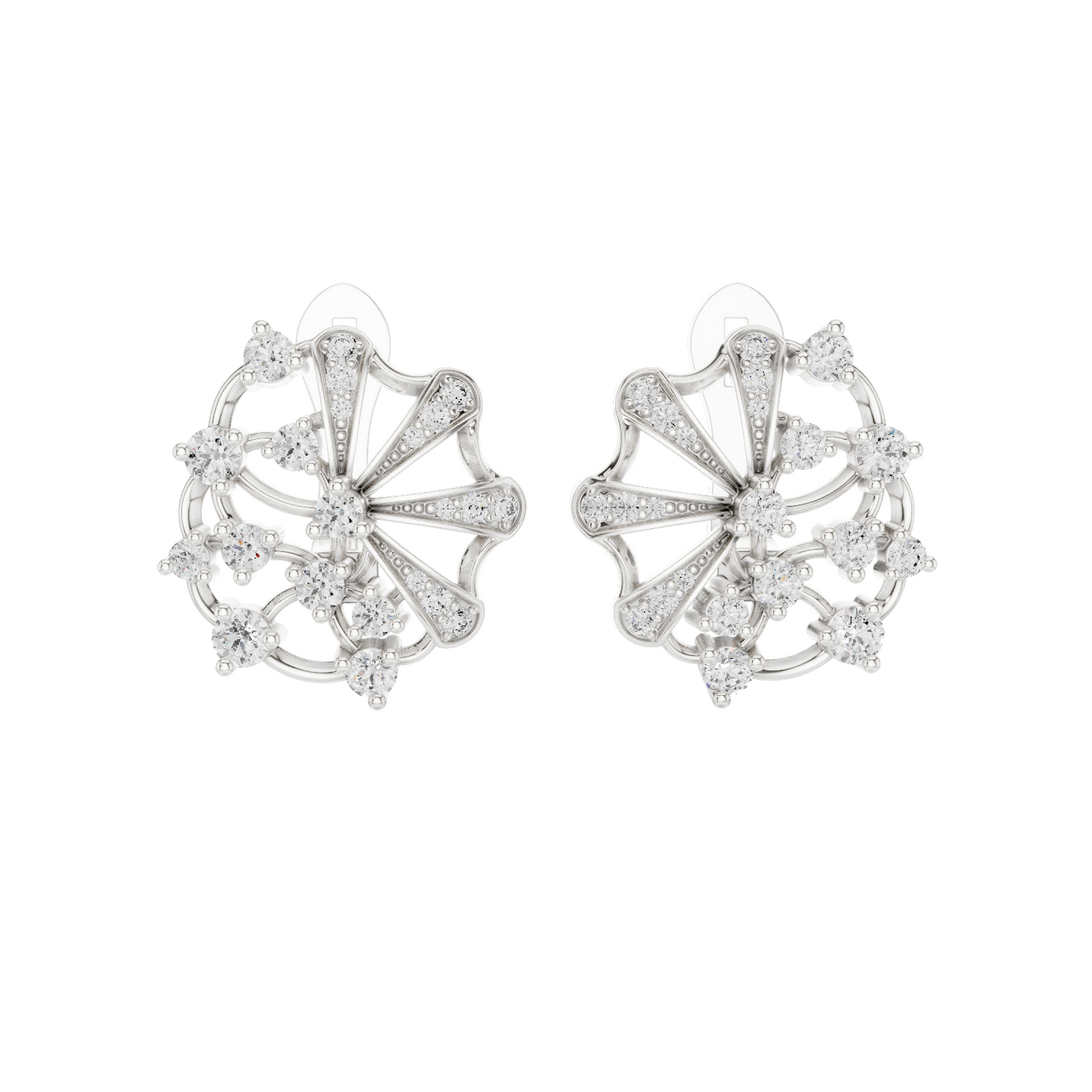 0.774 CT Lab-Grown Diamond Fan Earrings | Round Brilliant Cut | 10KT, 14KT, 18KT Gold & 925 Silver | Rose, Yellow, White Gold | Luxury Fine Jewelry