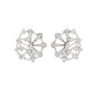 0.774 CT Lab-Grown Diamond Fan Earrings | Round Brilliant Cut | 10KT, 14KT, 18KT Gold & 925 Silver | Rose, Yellow, White Gold | Luxury Fine Jewelry