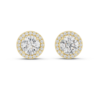 2.9 CT Lab-Grown VVS-VS EF Diamonds in Halo Design Earrings | Available in 18KT, 14KT, 10KT Gold & 925 Silver | Rose, Yellow, White Gold & Moissanite Options
