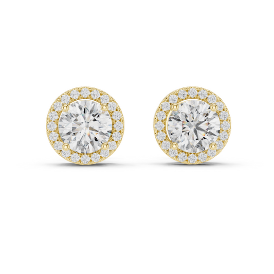 2.9 CT Lab-Grown VVS-VS EF Diamonds in Halo Design Earrings | Available in 18KT, 14KT, 10KT Gold & 925 Silver | Rose, Yellow, White Gold & Moissanite Options