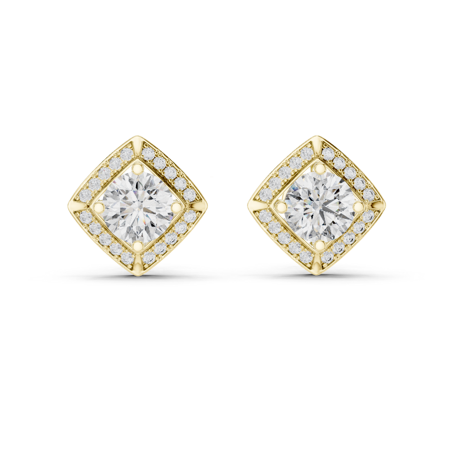2.98 CT Lab-Grown VVS-VS EF CVD Diamond Earrings | Halo Design | 18KT, 14KT, 10KT Gold & 925 Silver | Rose, Yellow, White Gold & Moissanite Options