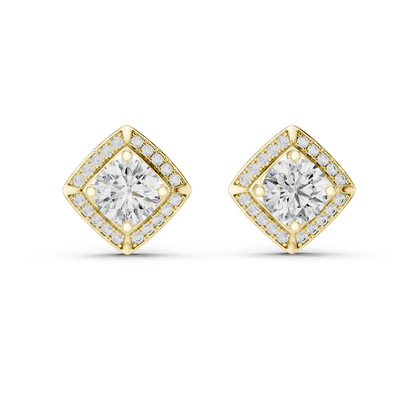 2.98 CT Lab-Grown VVS-VS EF CVD Diamond Earrings | Halo Design | 18KT, 14KT, 10KT Gold & 925 Silver | Rose, Yellow, White Gold & Moissanite Options