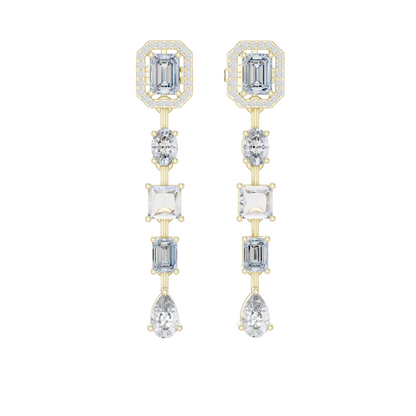 3.098 CT Lab Diamond Drop Earrings | Emerald, Oval, Square, and Pear Shaped Cuts | 18KT, 14KT, 10KT Gold & 925 Silver | Rose, Yellow, White Gold | Luxury Fine Jewelry