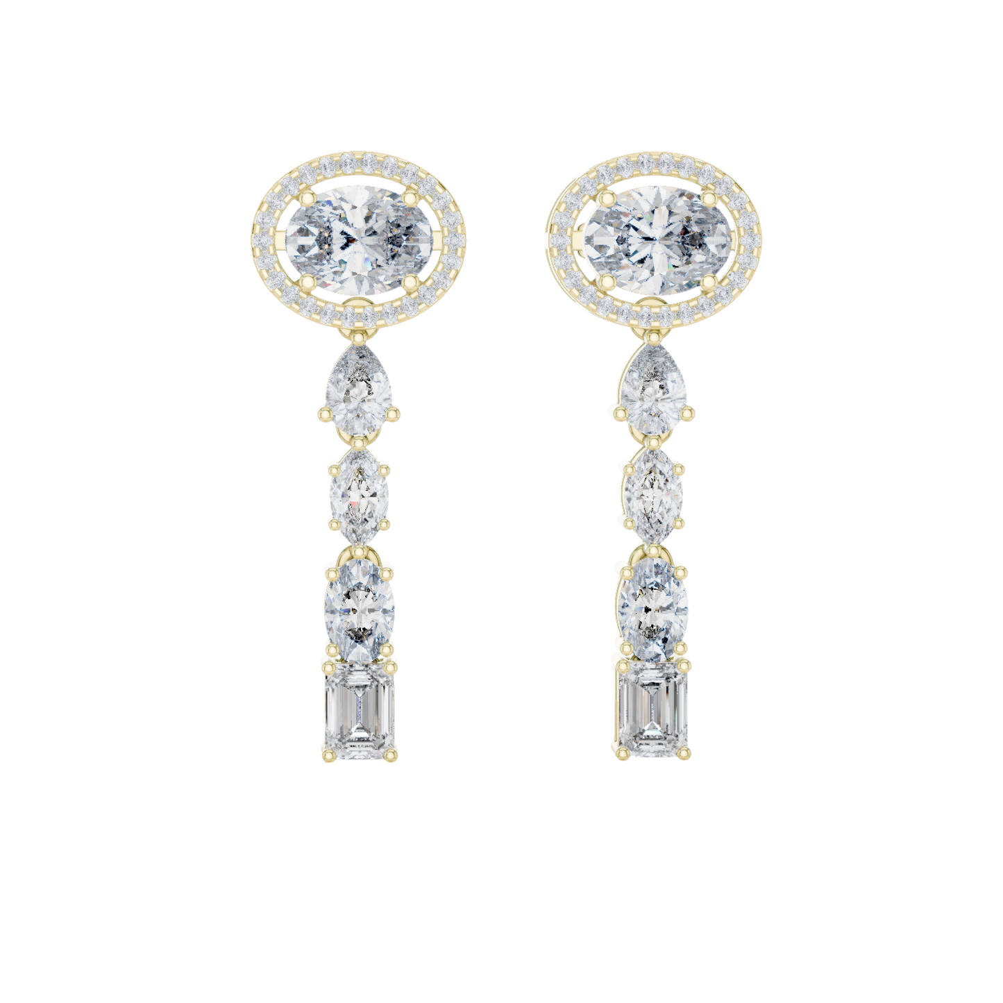 3.338 CT Lab-Created Diamond Drop Earrings | Oval, Pear & Emerald Cut | 18KT, 14KT, 10KT Gold & 925 Silver | Rose, Yellow, White Gold | Luxury Fine Jewelry