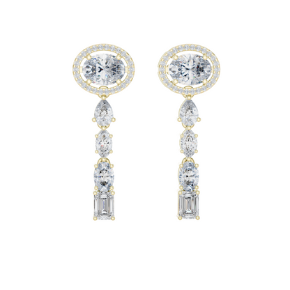 3.338 CT Lab-Created Diamond Drop Earrings | Oval, Pear & Emerald Cut | 18KT, 14KT, 10KT Gold & 925 Silver | Rose, Yellow, White Gold | Luxury Fine Jewelry