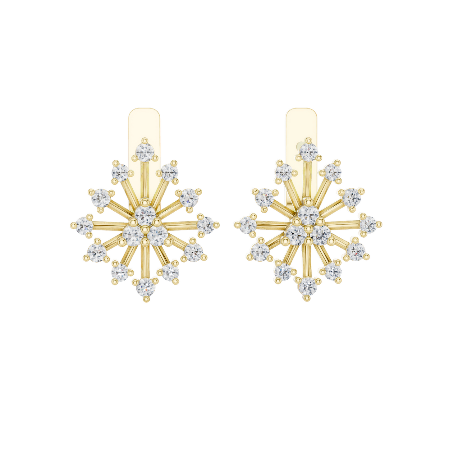 0.546 CT Lab Diamond Snowflake Earrings | Round Brilliant Cut | 18KT, 14KT, 10KT Gold & 925 Silver | Rose, Yellow, White Gold | Luxury Fine Jewelry