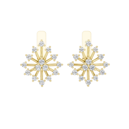 0.546 CT Lab Diamond Snowflake Earrings | Round Brilliant Cut | 18KT, 14KT, 10KT Gold & 925 Silver | Rose, Yellow, White Gold | Luxury Fine Jewelry