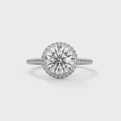 2ct Round Lab Diamond Halo Engagement Ring | VVS Clarity | Solid Gold Ring in Yellow, Rose & White | Lab Diamond Side Stones | Maz Jewels