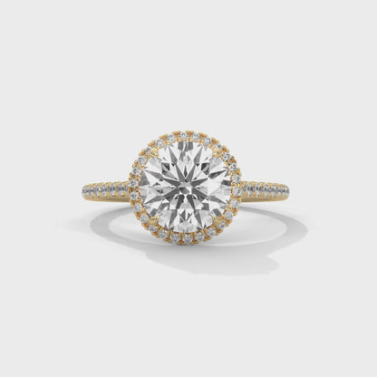 2ct Round Lab Diamond Halo Engagement Ring | VVS Clarity | Solid Gold Ring in Yellow, Rose & White | Lab Diamond Side Stones | Maz Jewels