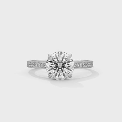 2CT Lab Grown Diamond Engagement Ring | VVS Clarity Solitaire with Side Stones | Solid Gold Wedding Ring | Ethical Diamond Ring for Her