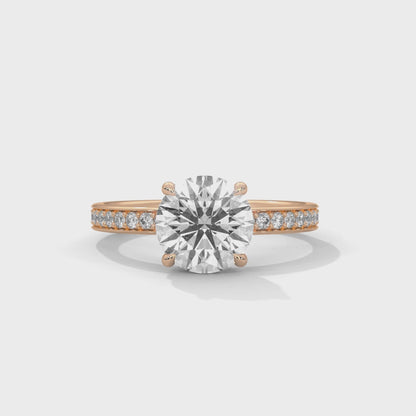 1ct Lab Diamond Engagement Ring | Round Cut Solitaire with Side Stones | 14K 18K 10K Gold & 925 Silver | Dainty Sparkle Ring | Maz Jewels