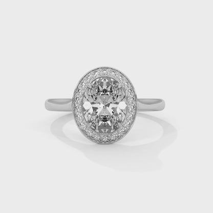 Oval Halo Lab Diamond Engagement Ring | 14k 18k 10k Gold & 925 Silver | Hidden Halo Wedding Ring | VVS Lab Diamond Ring | Maz Jewels