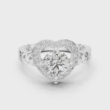 1.324 CT Heart-Shaped Lab Diamond Ring for Women | VVS-VS EF CVD | 18KT, 14KT, 10KT Gold & 925 Silver | Rose, Yellow, White Gold & Moissanite Options