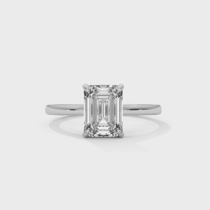 Emerald Cut Lab Diamond Engagement Ring 2ct – White/Rose/Yellow Gold Solitaire Ring | VVS Clarity | Modern Minimalist Wedding Ring