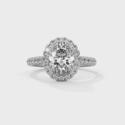 Oval Halo Lab Diamond Engagement Ring | 2ct VVS EF CVD Lab Diamond | Solid Gold Ring | Hidden Halo Ring | Yellow, Rose & White Gold Options