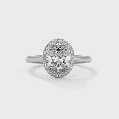 2ct Oval Lab Diamond Engagement Ring in Rose Gold | VVS Halo Ring | Delicate Pave Band | Ethical Bridal Jewelry | Maz Jewels