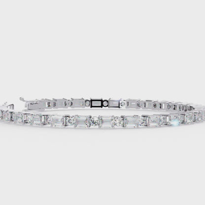 6.95ct Lab Diamond Tennis Bracelet | Emerald & Round Cut | 10K 14K 18K Gold and 925 Silver | Luxurious Gift for Her | Maz Jewels