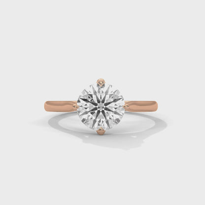 2CT Lab Grown Diamond Solitaire Engagement Ring | VVS Clarity Round Cut |  Solid Gold | Minimalist Lab Diamond Ring | Customizable Gift