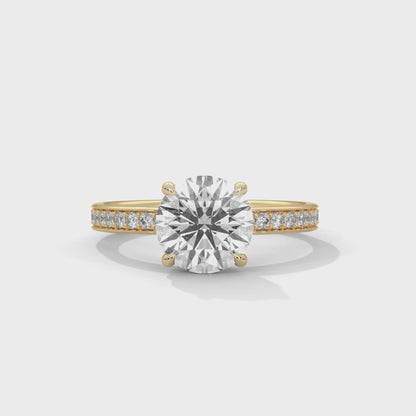 1ct Lab Diamond Engagement Ring | Round Cut Solitaire with Side Stones | 14K 18K 10K Gold & 925 Silver | Dainty Sparkle Ring | Maz Jewels