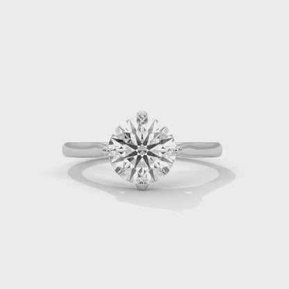 2CT Lab Grown Diamond Solitaire Engagement Ring | VVS Clarity Round Cut |  Solid Gold | Minimalist Lab Diamond Ring | Customizable Gift