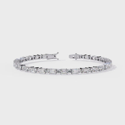 6.95ct Lab Diamond Tennis Bracelet | Emerald & Round Cut | 10K 14K 18K Gold and 925 Silver | Luxurious Gift for Her | Maz Jewels