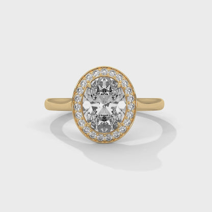 Oval Halo Lab Diamond Engagement Ring | 14k 18k 10k Gold & 925 Silver | Hidden Halo Wedding Ring | VVS Lab Diamond Ring | Maz Jewels